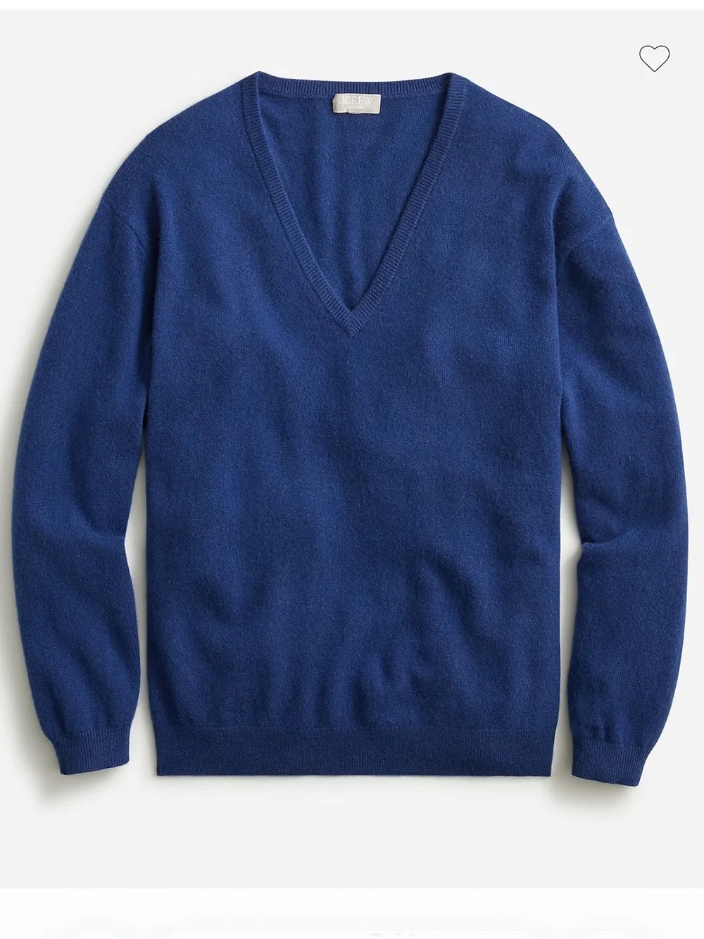 J. Crew Deep Blue Cashmere V-Neck Sweater M